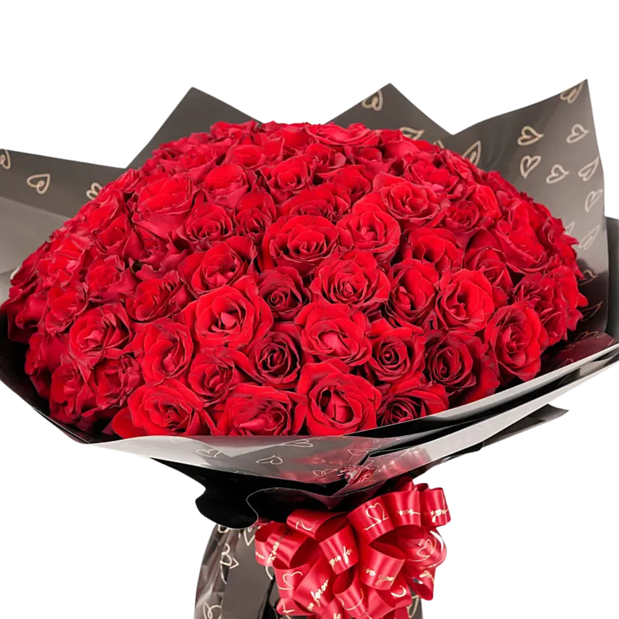 100 Red Roses Bouquet – Terra Flowers Miami