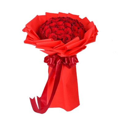 50 Fire Red Roses Bouquet
