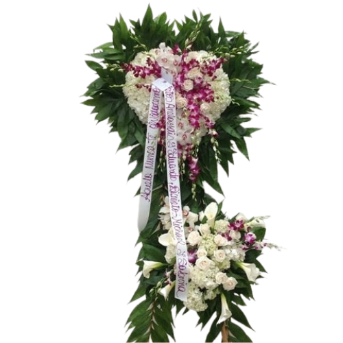 Lavender and White Funeral Standing Heart