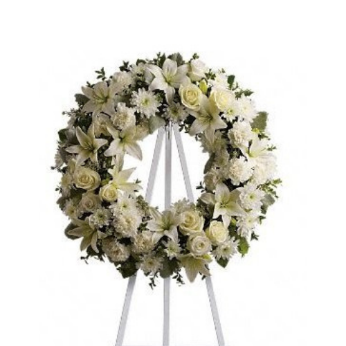 Premium White Funeral Standing Wreath