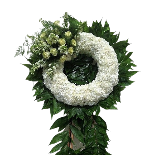 Garden White Funeral Standing Wreath