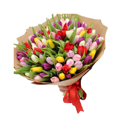 Hand Wrapped Tulips Bouquet