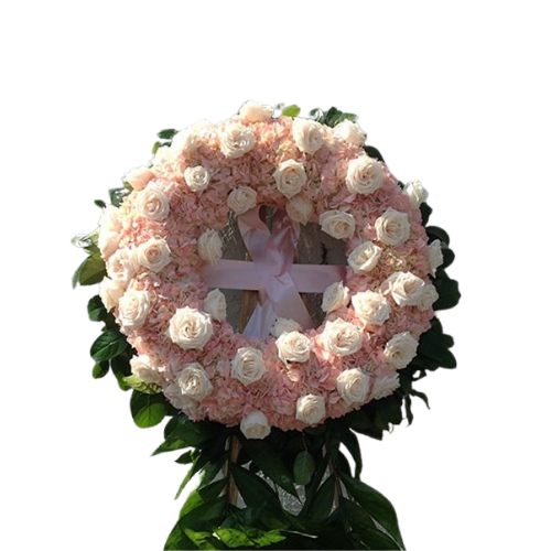 Pink Blush Funeral Standing Wreath