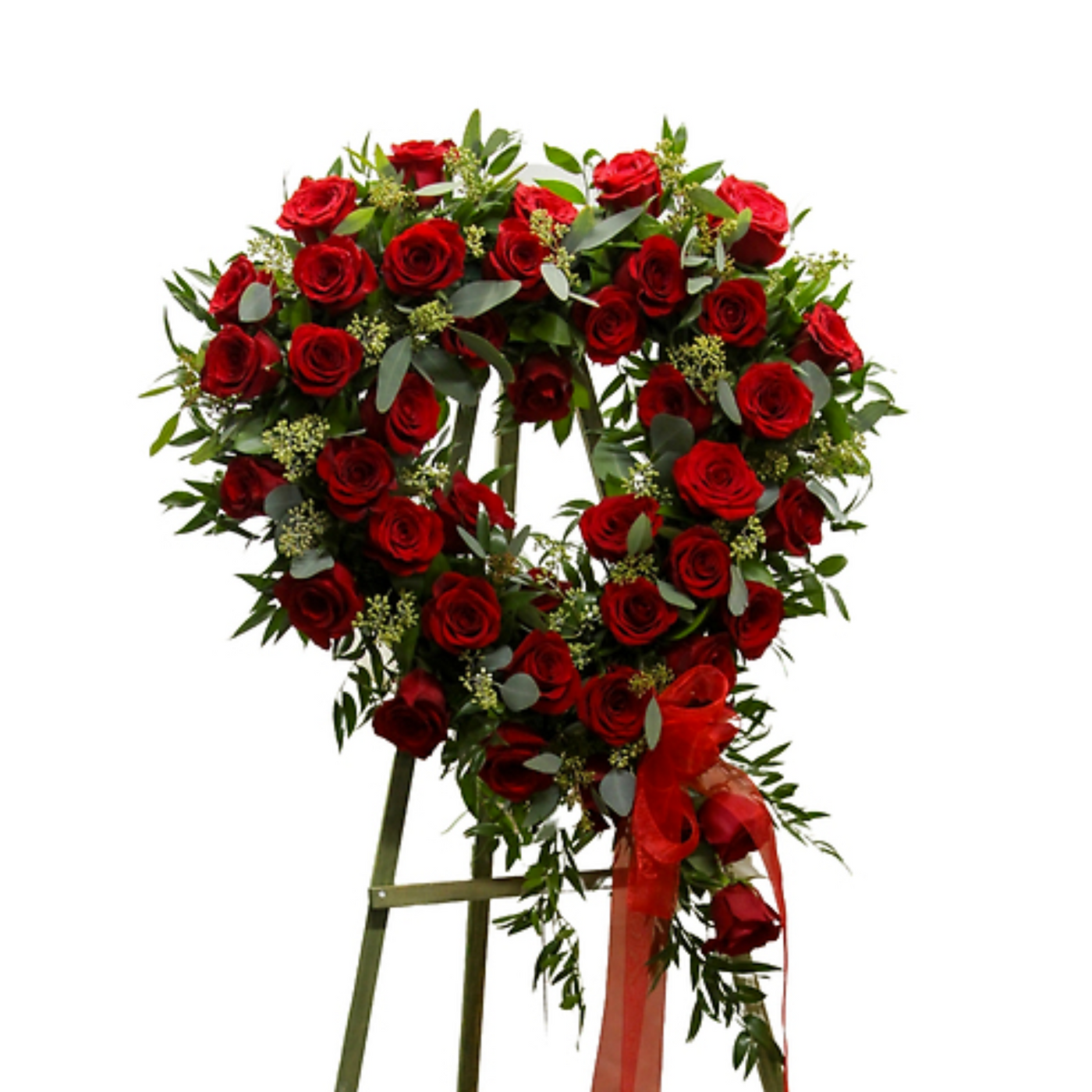 Garden Red Roses Funeral Standing Heart