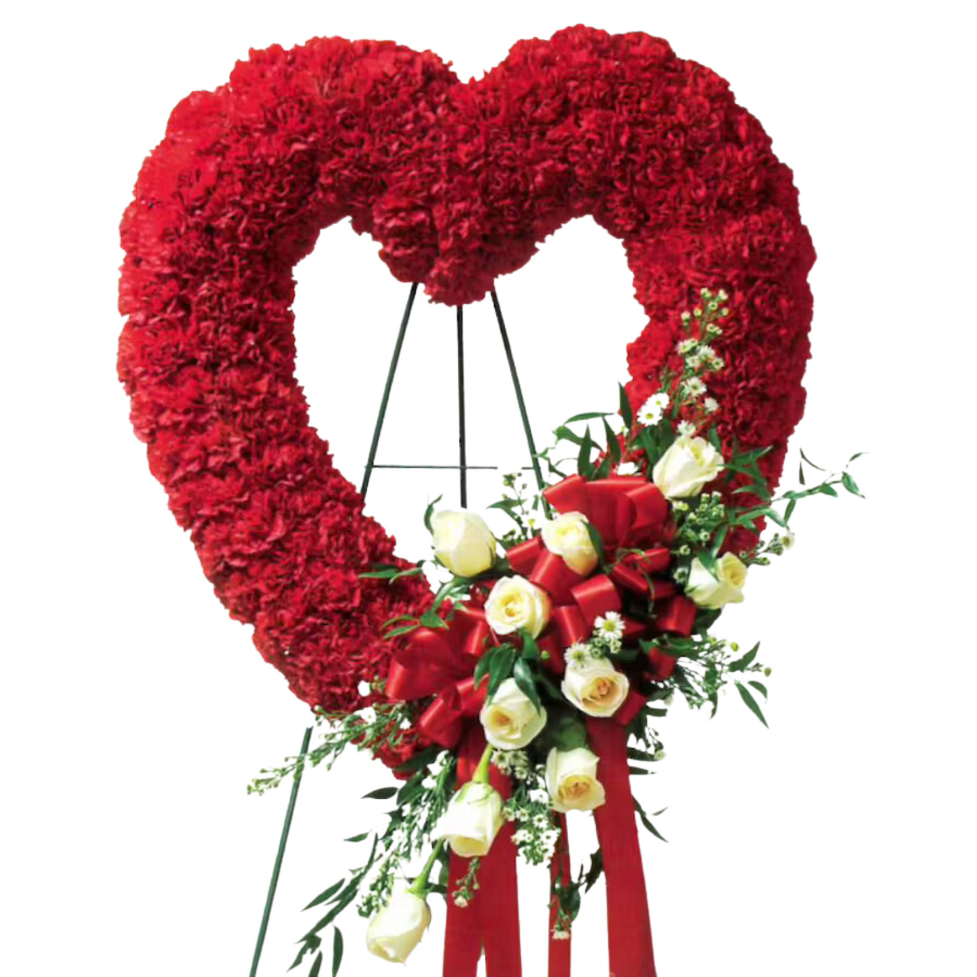 Red Carnation Standing Funeral Heart