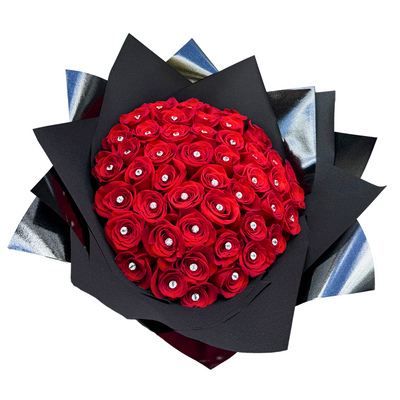 50 Red Roses Diamond Bouquet