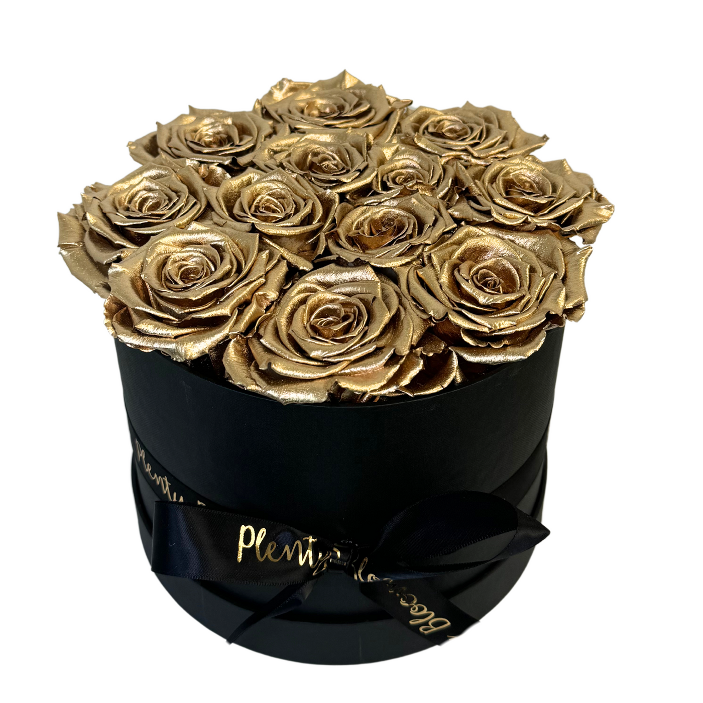 Signature Metallic Gold Preserved Roses Gift Box