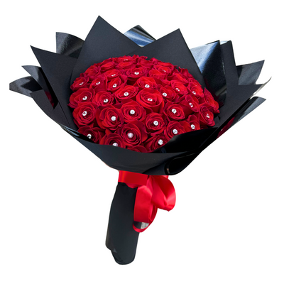 50 Red Roses Diamond Bouquet