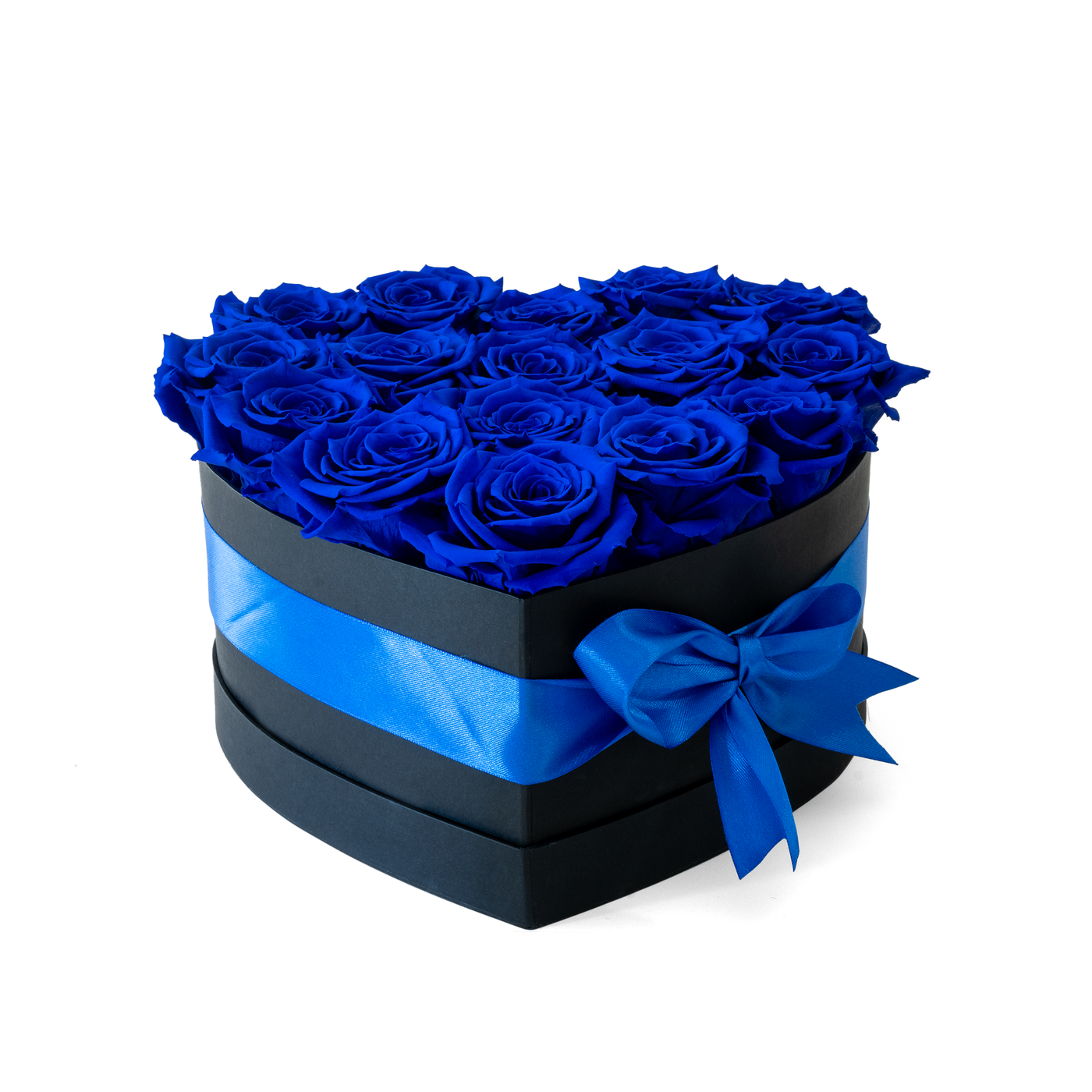 Preserved Blue Roses Heart Box