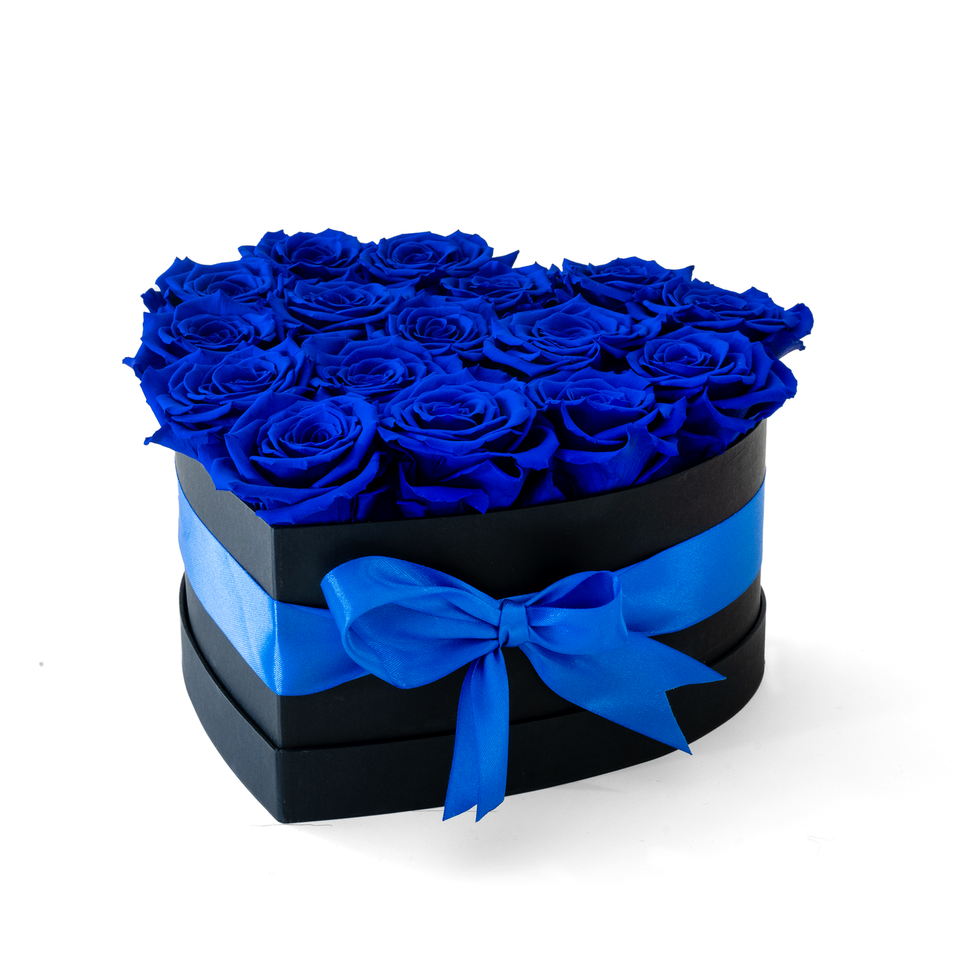 Preserved Blue Roses Heart Box