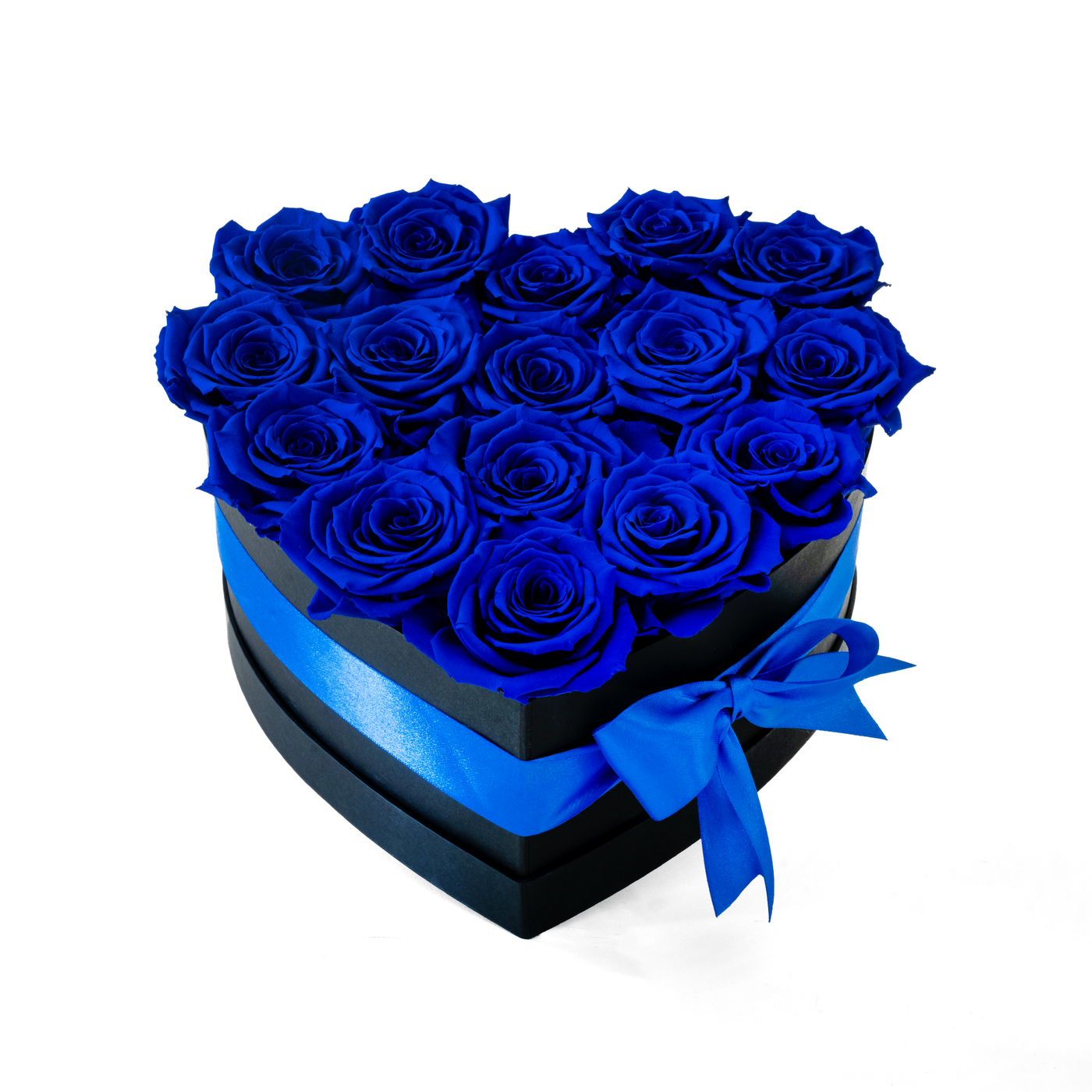 Preserved Blue Roses Heart Box