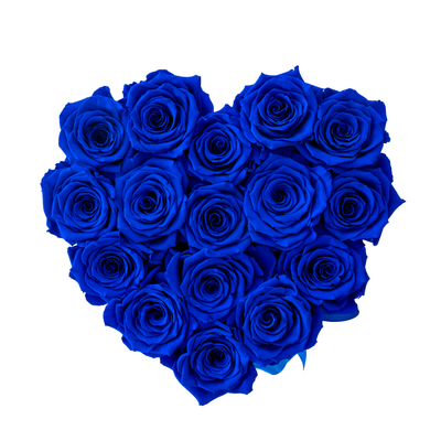 Preserved Blue Roses Heart Box