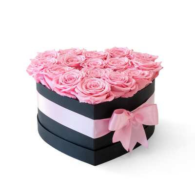 Preserved Pink Roses Heart Box