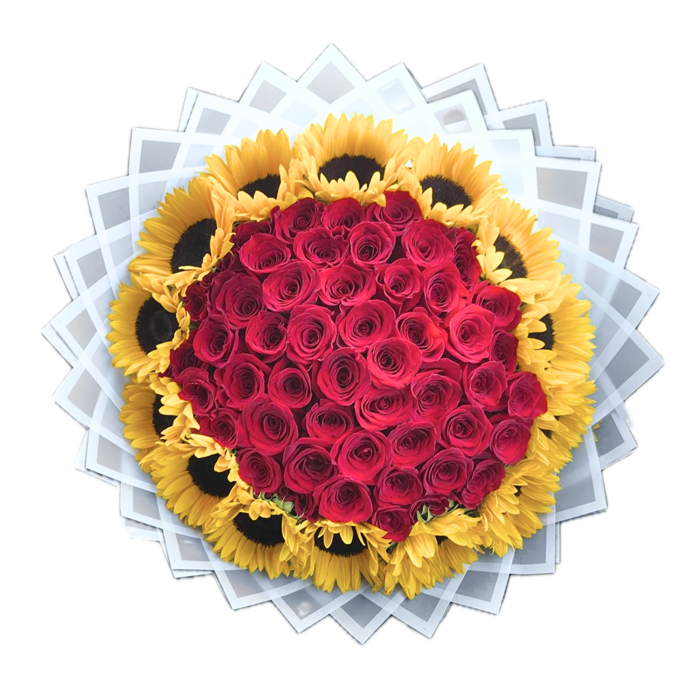 Sunflower & Red Roses Bouquet