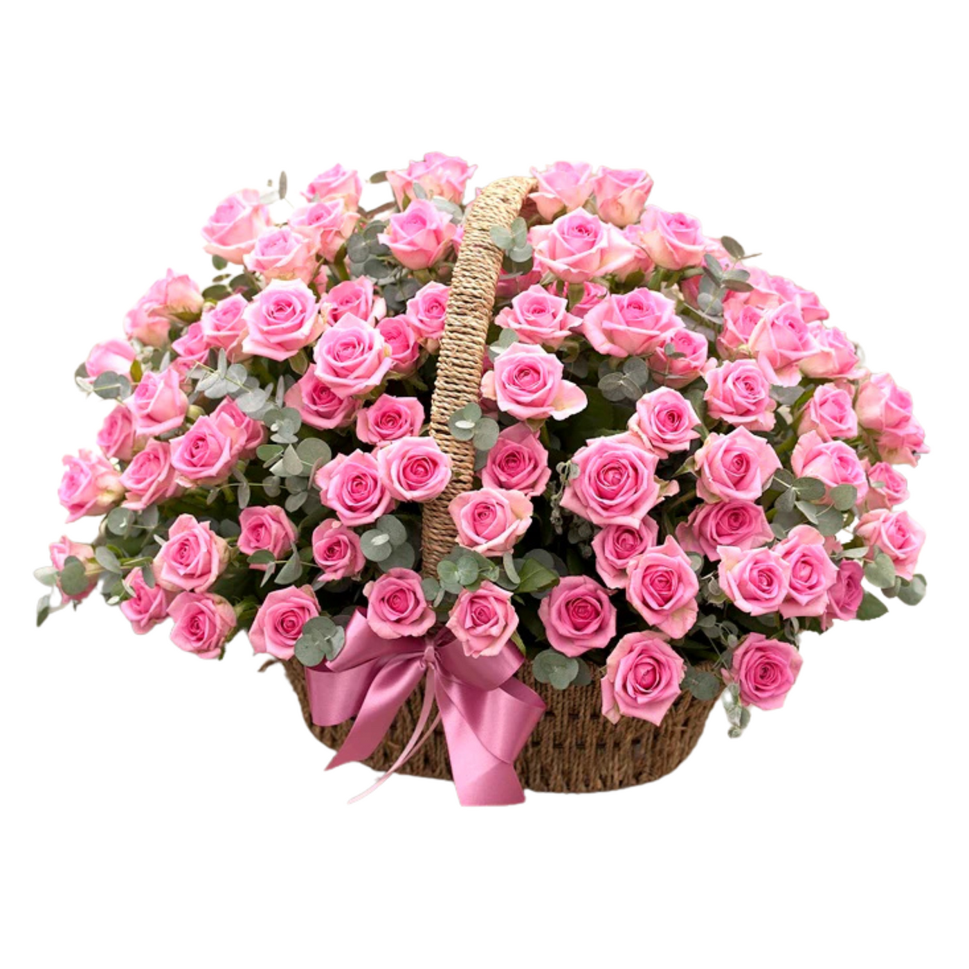100 Pink Roses Beautiful Basket