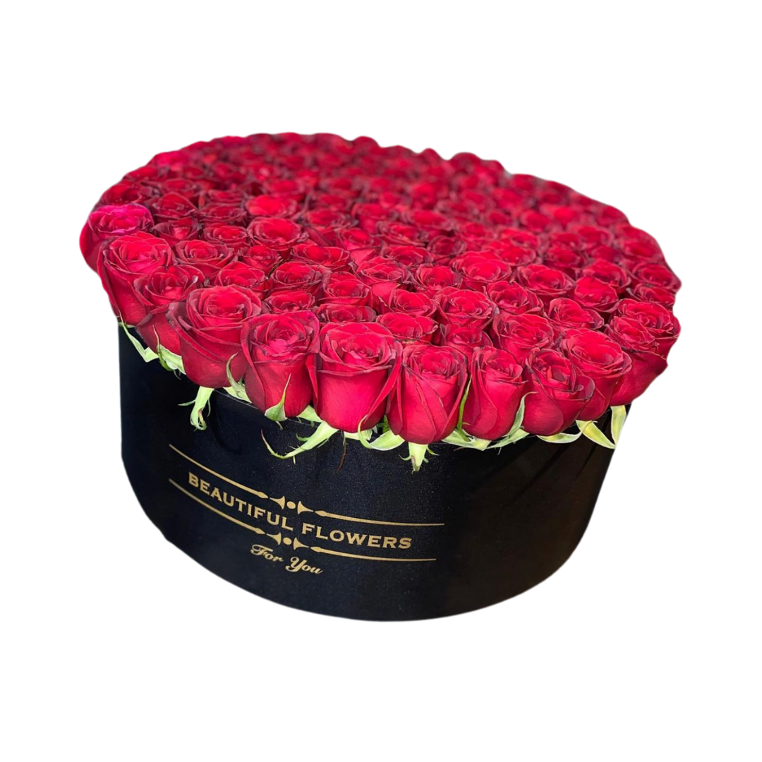 125 Classic Roses in Satin Box – Terra Flowers Miami