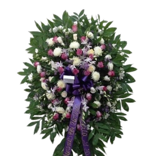 White and Lavender Funeral Standing Spray