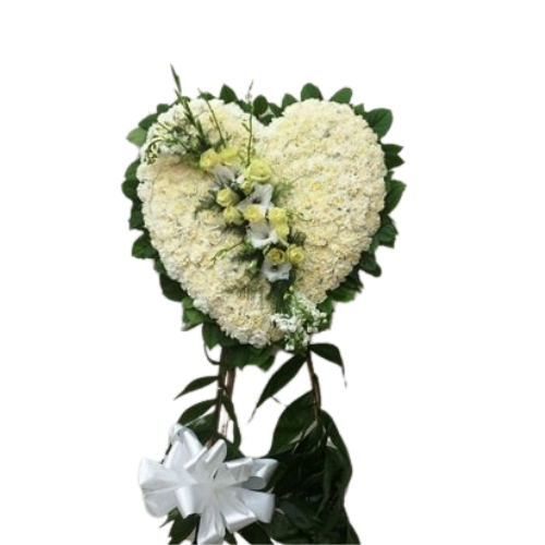 White Funeral Standing Heart