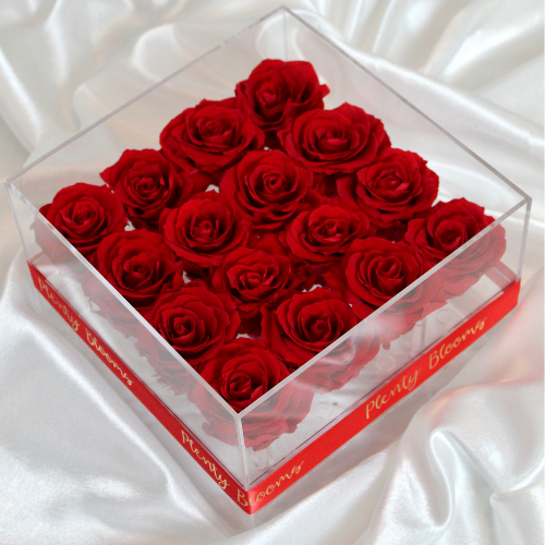 16 Preserved Roses in Acrylic Box