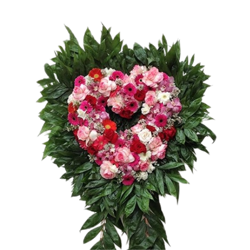 Pretty Pink Funeral Standing Heart