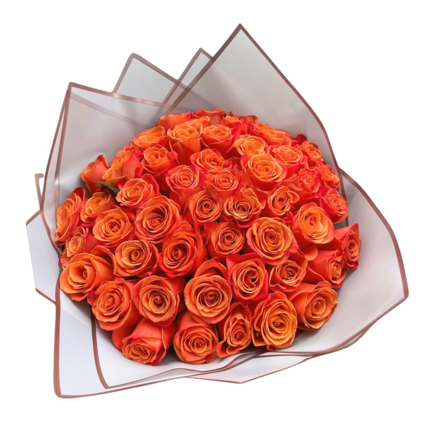 50 Bright Orange Roses Bouquet