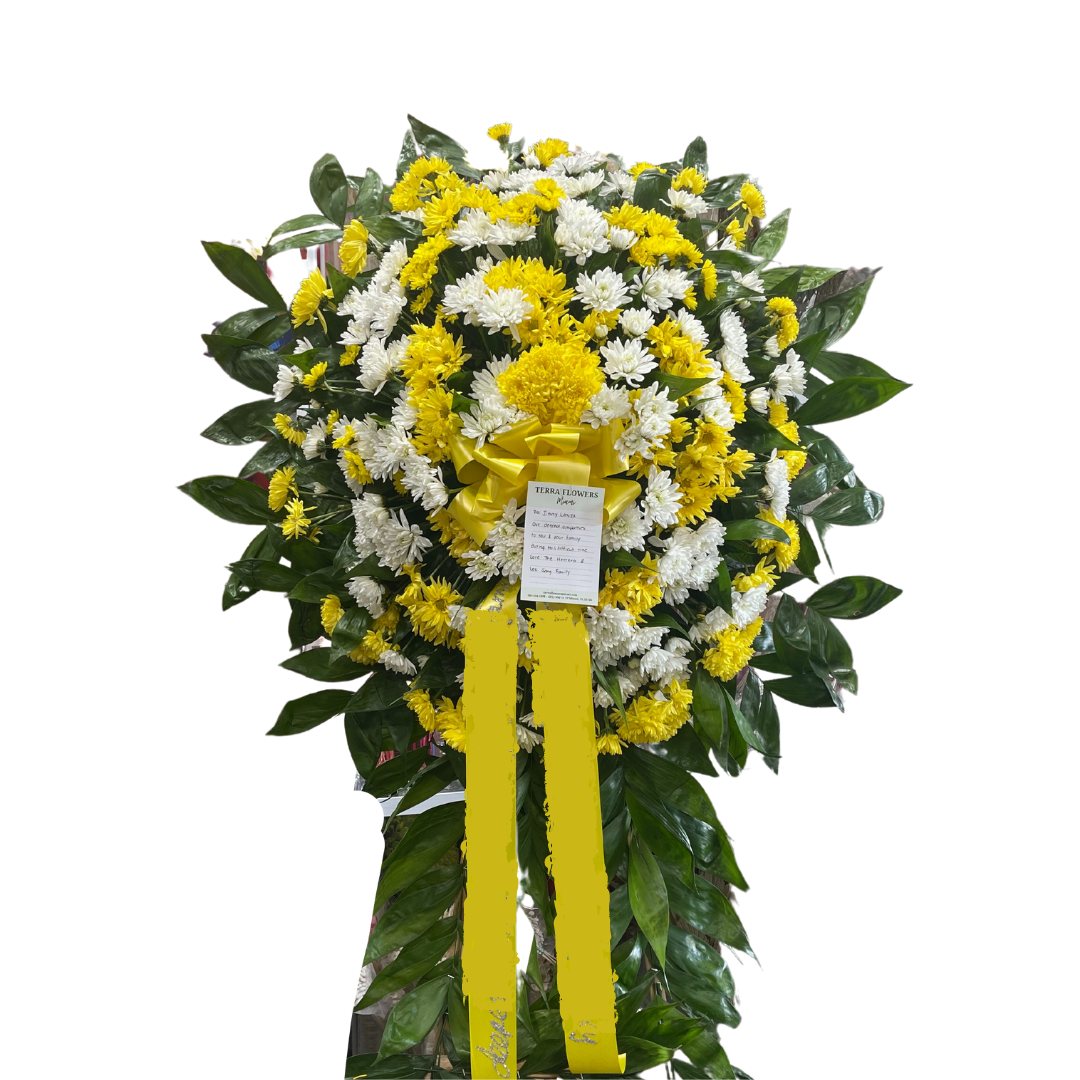 Yellow Funeral Standing Spray