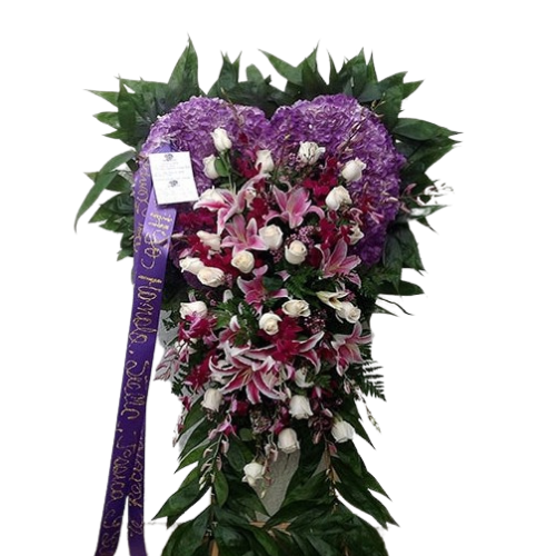 Premium Purple Funeral Standing Heart