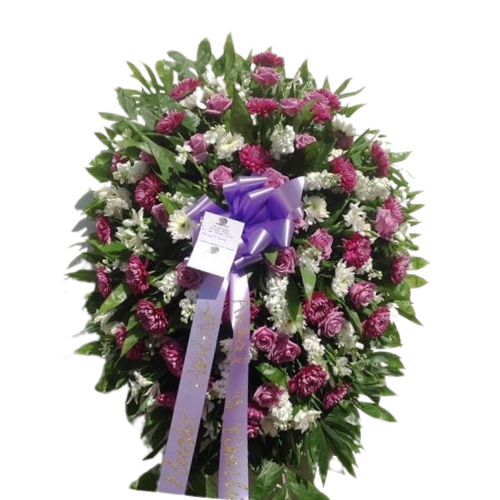 Premium White and Lavender Funeral Standing Spray