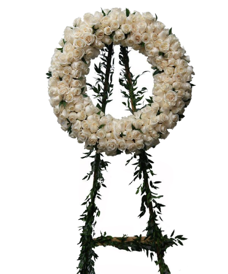White Rose Funeral Standing Wreath