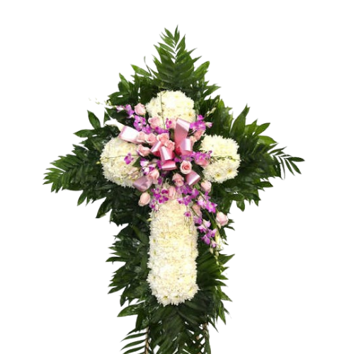 White and Pastels Cross Standing Spray
