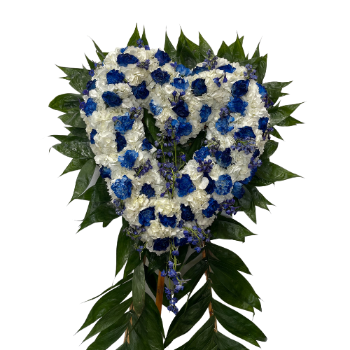 White and Blue Funeral Standing Heart