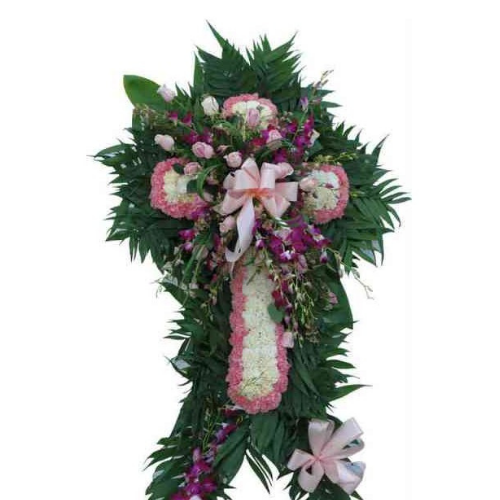 White and Pink Standing Cross