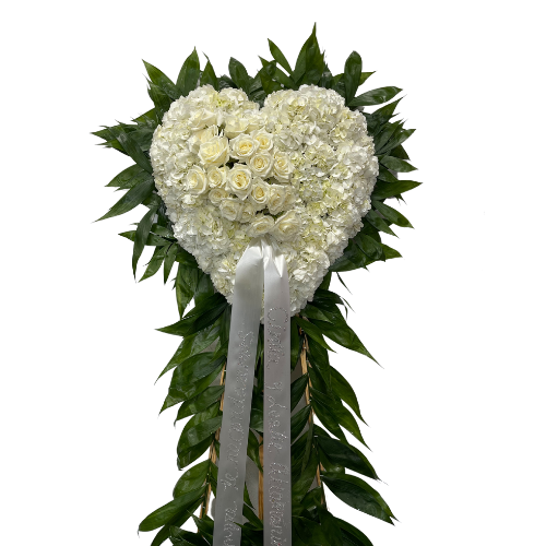 Graceful White Funeral Standing Heart