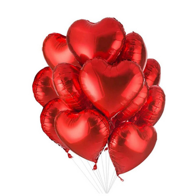 One Dozen Heart Balloons (Mylar)