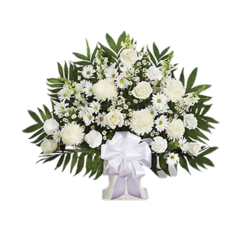 White Funeral Basket Flowers