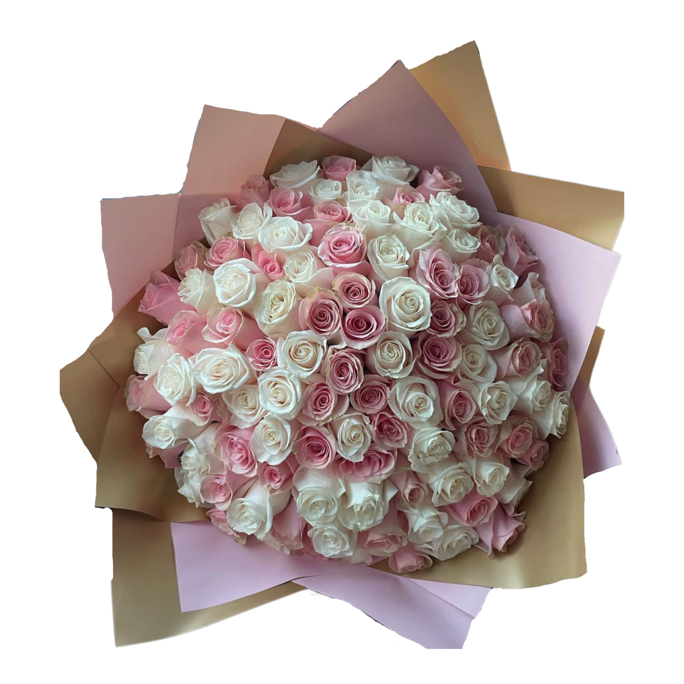 100 Pink & White Roses Bouquet