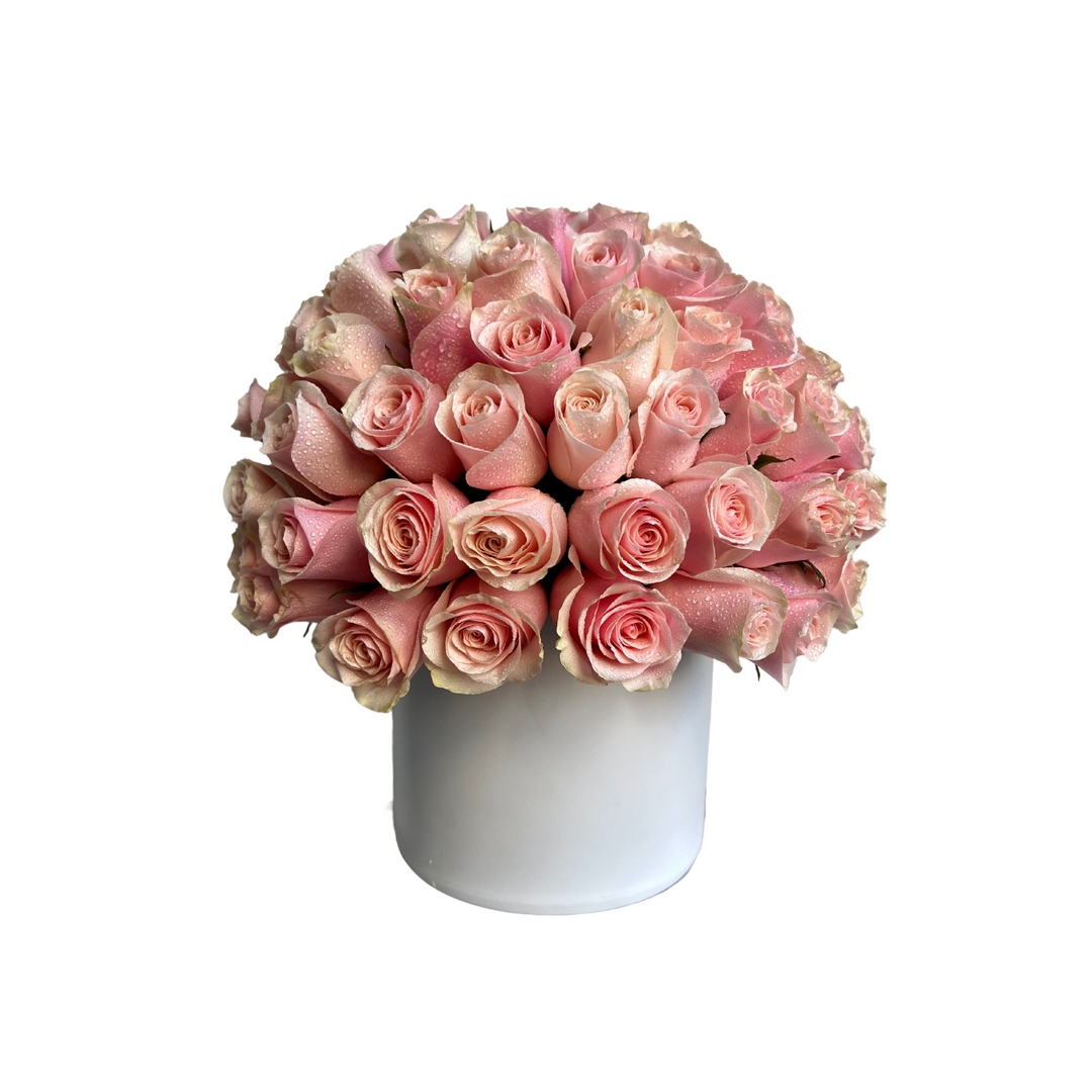 100 Pink Rose Vase – Terra Flowers Miami