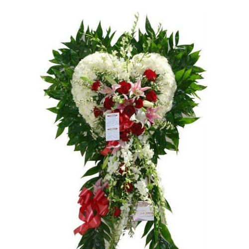 White and Red Funeral Standing Heart