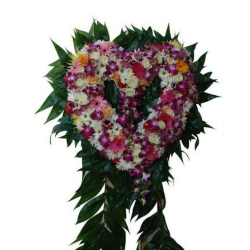 Spring Mix Funeral Standing Heart