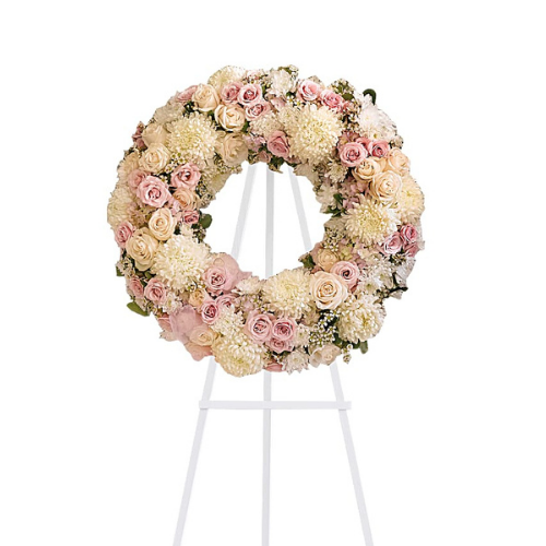 Pastel Funeral Standing Wreath