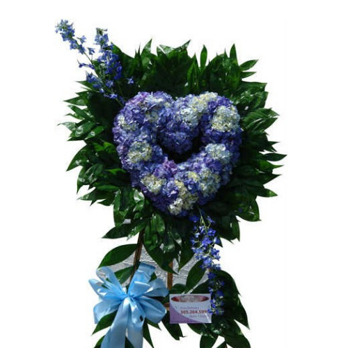 Blue and White Funeral Standing Heart