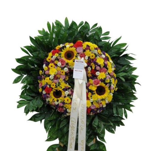 Bright Blooms Funeral Standing Wreath