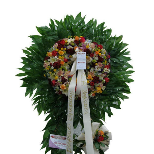 Colorful Funeral Standing Wreath
