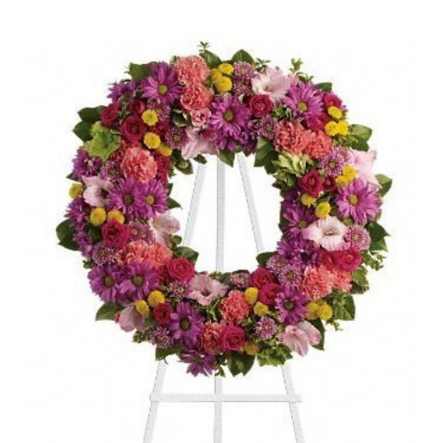 Rosy Mix Funeral Standing Wreath