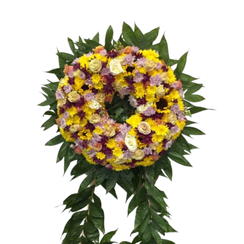 Premium Bright Blooms Funeral Standing Wreath