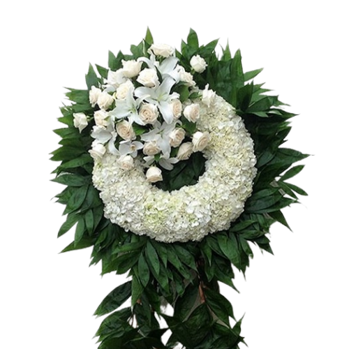 All White Funeral Standing Wreath