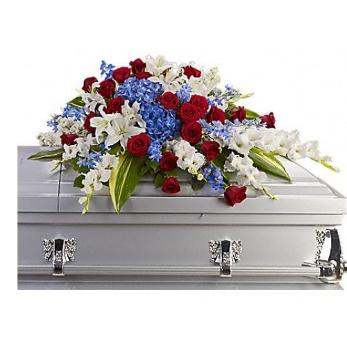Red, White and Blue Casket Funeral Flowers