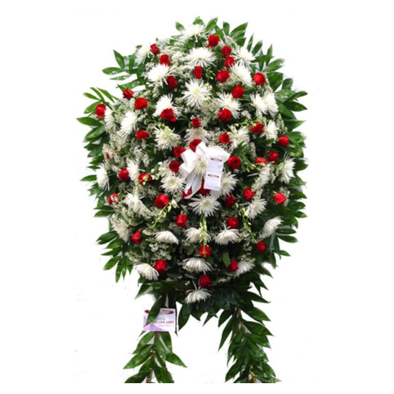 White and Red Funeral Standing Spray