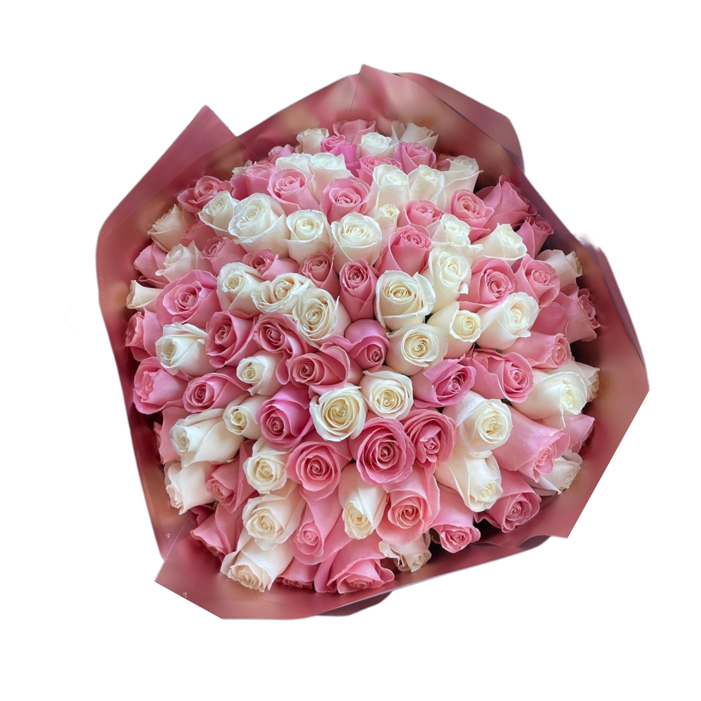 100 Pink & White Roses Bouquet